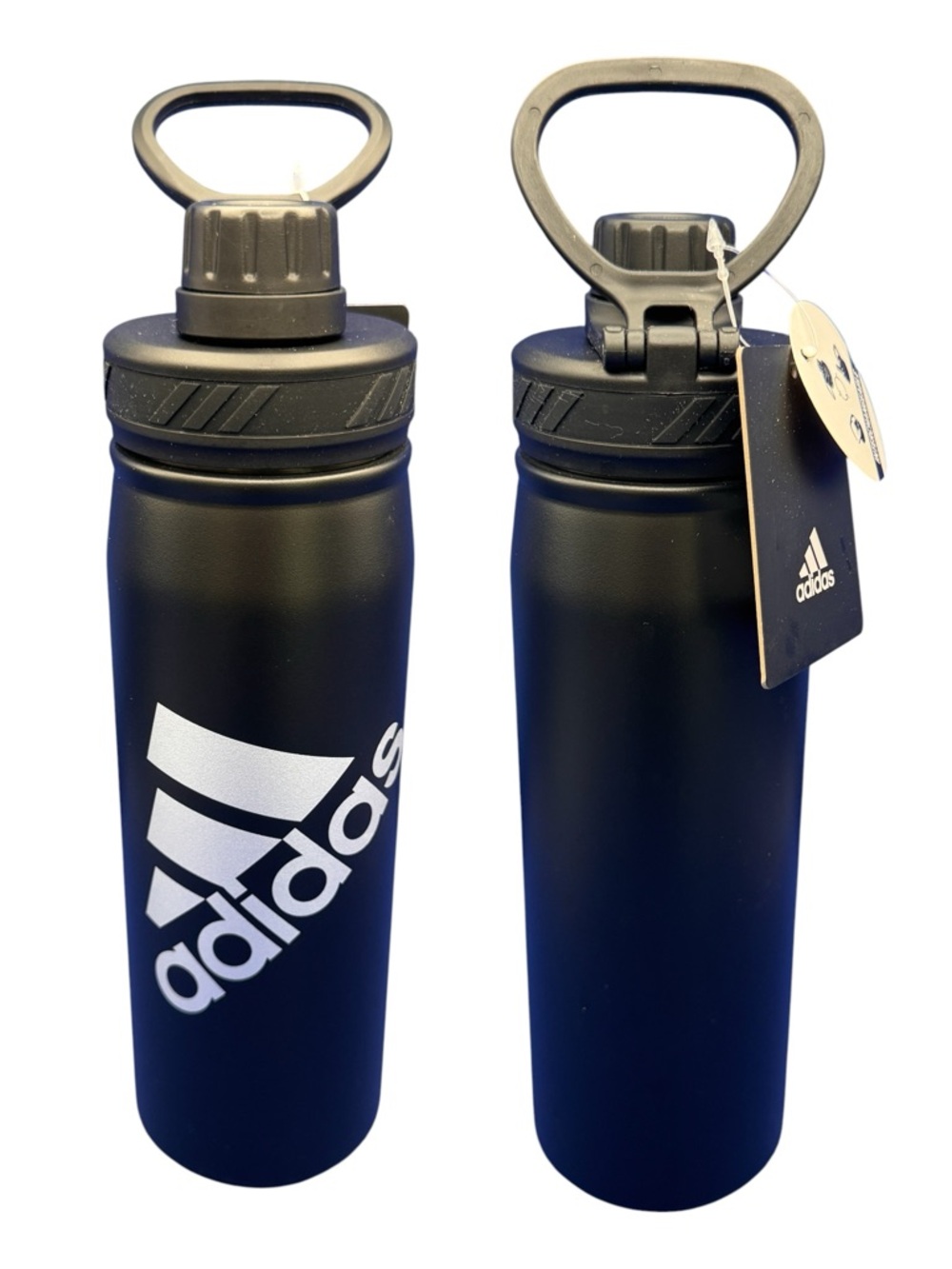 adidas Steel 600 Metal Water Bottle Black New With Tags 22 oz Screw-On Lid